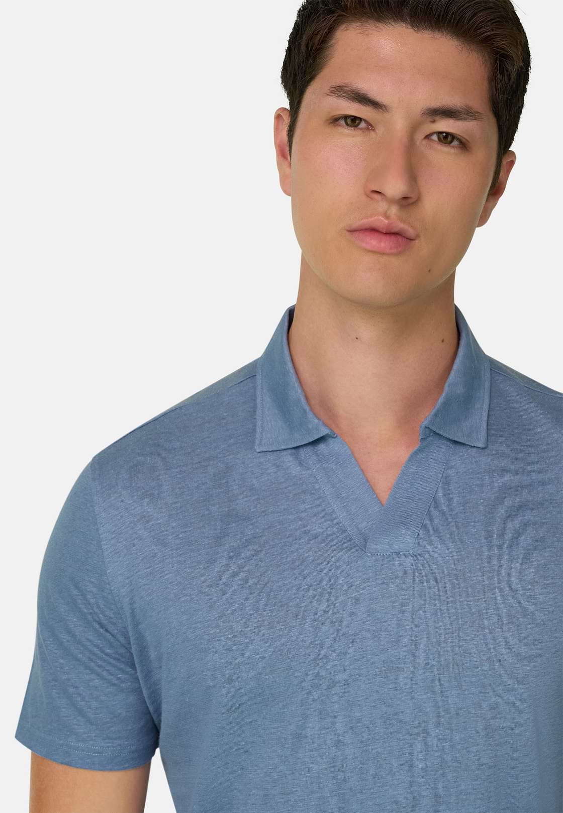 Polo En Jersey De Lin Extensible, Bleu clair, hi-res, 4
