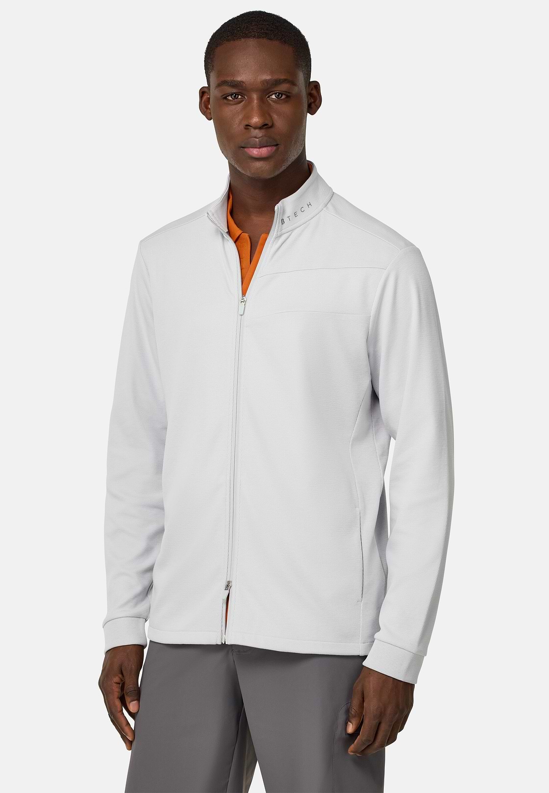 Cotton Blend Full-Zip Sweatshirt, Ice, hi-res