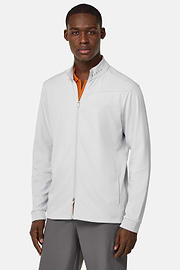 Cotton Blend Full-Zip Sweatshirt, Ice, hi-res