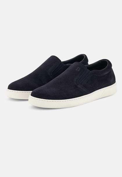 Heirtage Slip-Ons in Suede Leather, Navy blue, hi-res