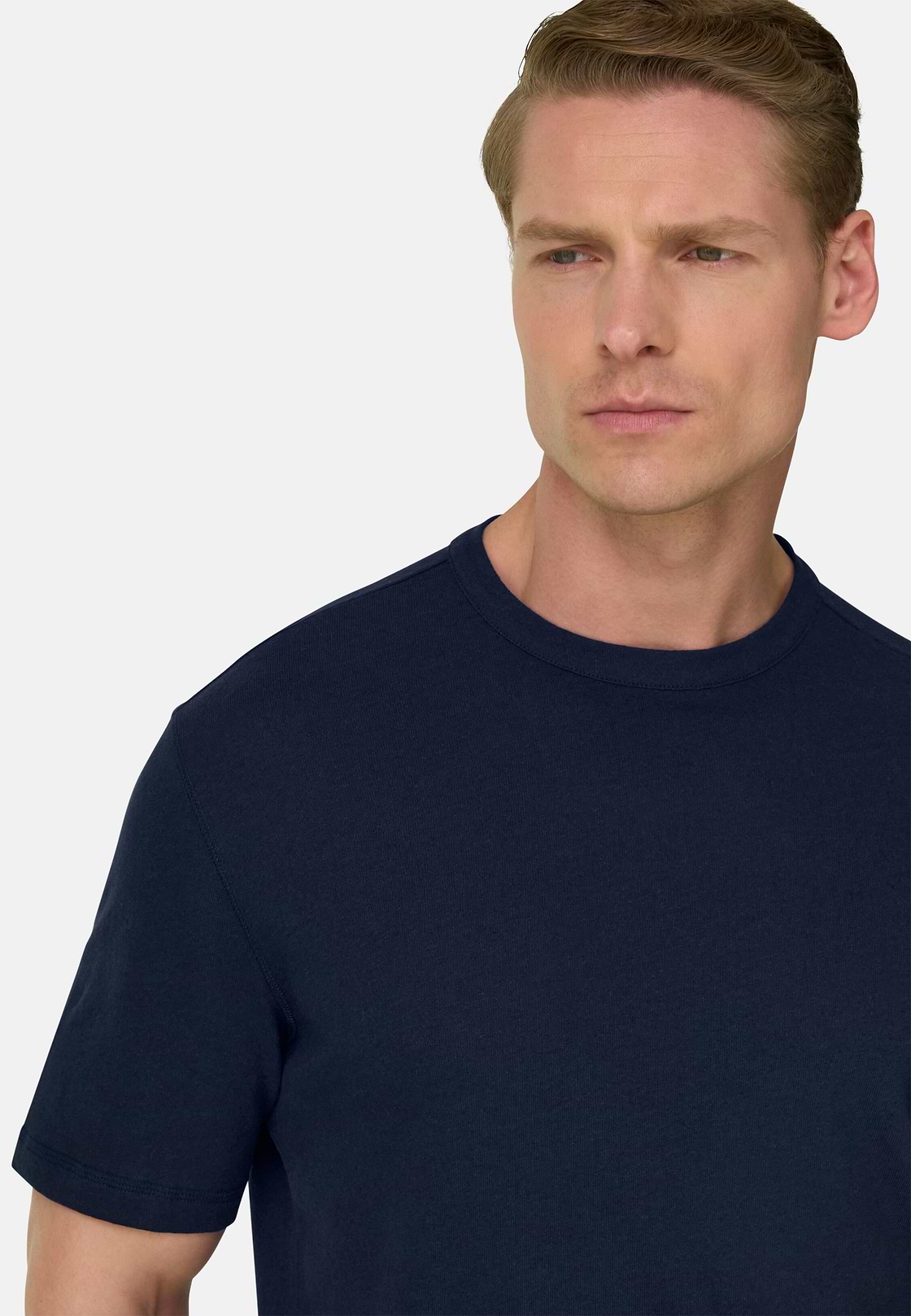 T-Shirt In Cotone Lino, Navy, hi-res, 4