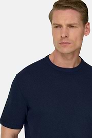 T-Shirt In Cotone Lino, Navy, thumb, 4