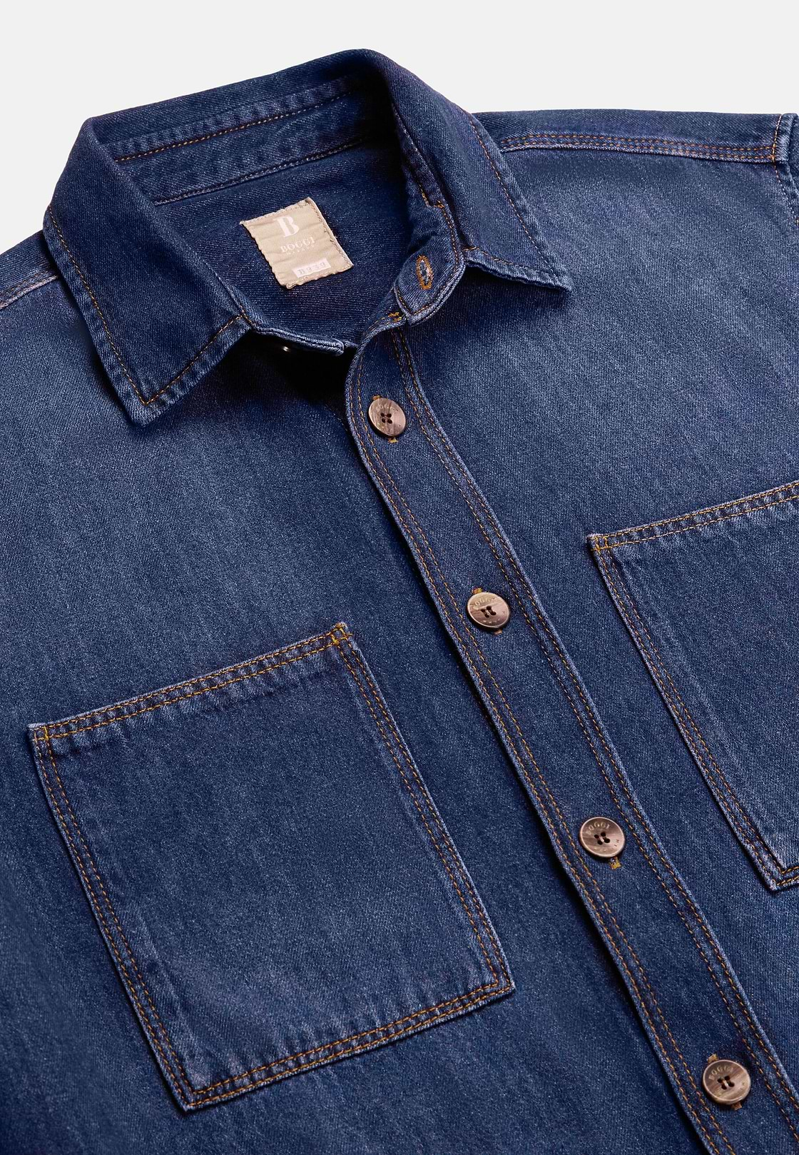 Sobrecamisa De Denim De Algodón, Azul, hi-res