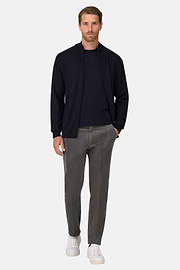 Full-Zip Jumper in Merino Wool, Navy blue, thumb, 2