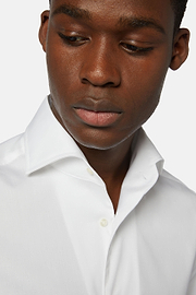 Camicia In Pin Point Di Cotone Regular Fit, Bianco, thumb, 4