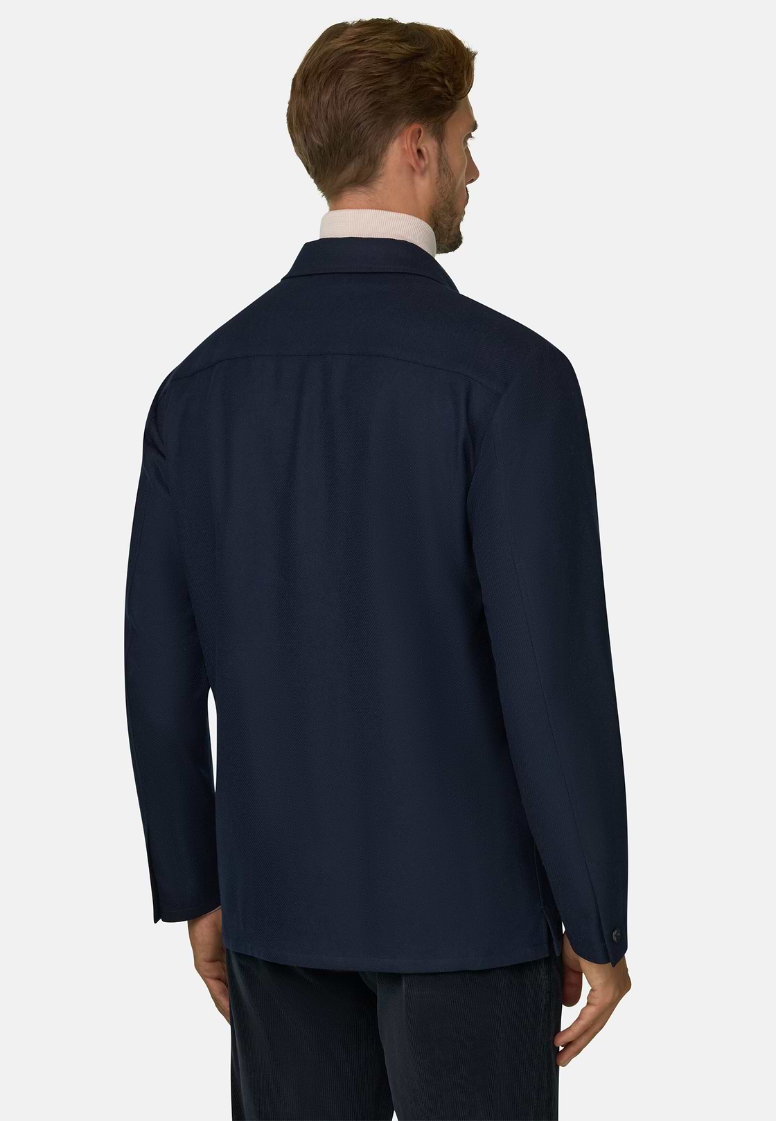 Shacket in Diagonal Wool, Navy blue, hi-res, 4