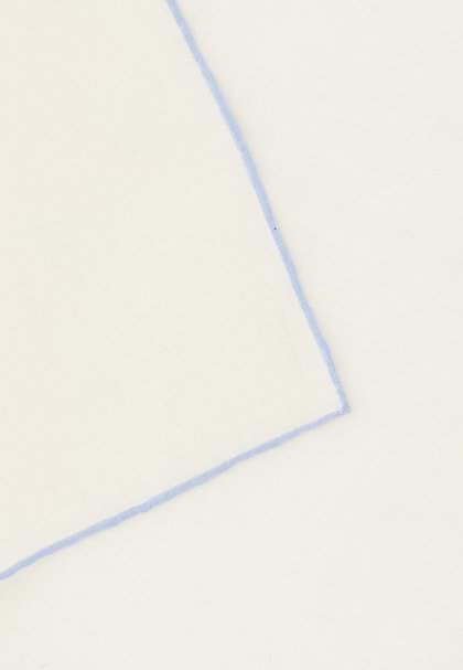 Pañuelo De Bolsillo De Lino Con Ribete En Contraste, Blanco - azul claro, hi-res