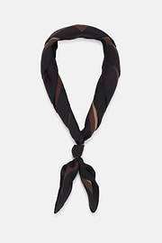 Bandana Geometric Print Silk, Black, thumb, 2