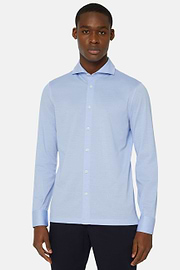 Slim Fit Polo Shirt in Filo Di Scozia Pique, Light Blu, hi-res