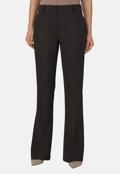 Stretch Linen Blend Trousers, Brown, hi-res