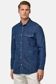 Surchemise En Coton Denim, Bleu, hi-res