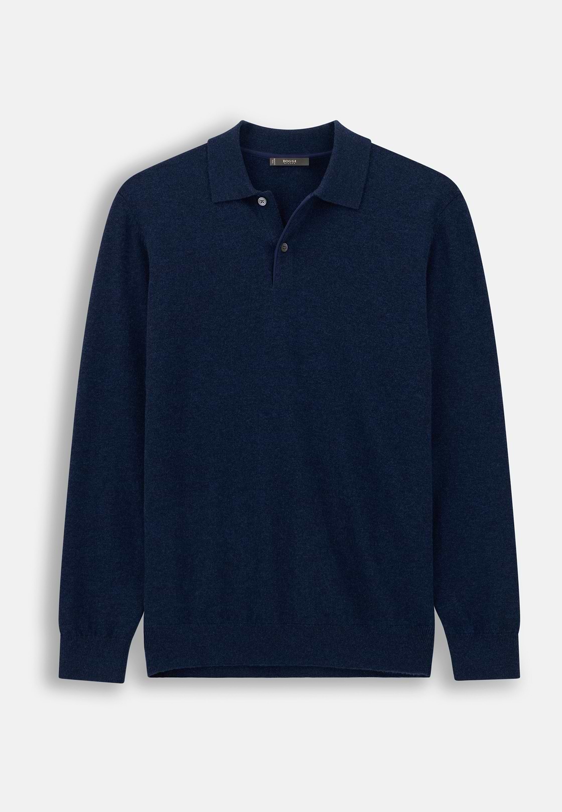 Knitted Polo Shirt in Cashmere Wool, Navy blue, hi-res, 5