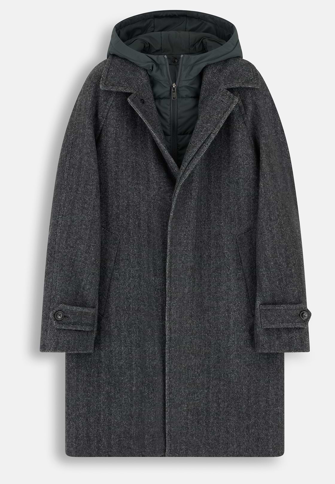 Single-Breasted Coat in Wool Blend, Dark Grey, hi-res, 6