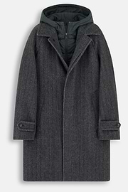 Single-Breasted Coat in Wool Blend, Dark Grey, thumb, 6