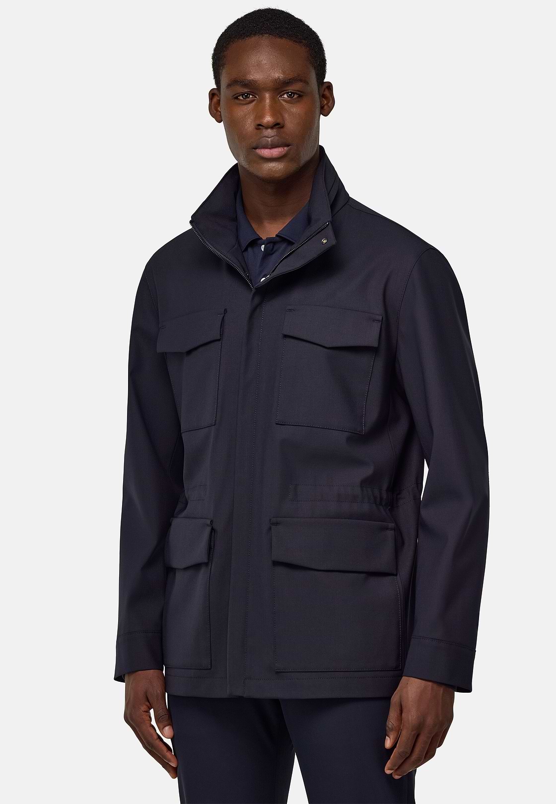 Field Jacket En Laine Technique, bleu marine, hi-res