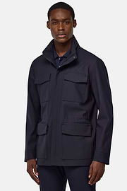 Field Jacket En Laine Technique, bleu marine, hi-res