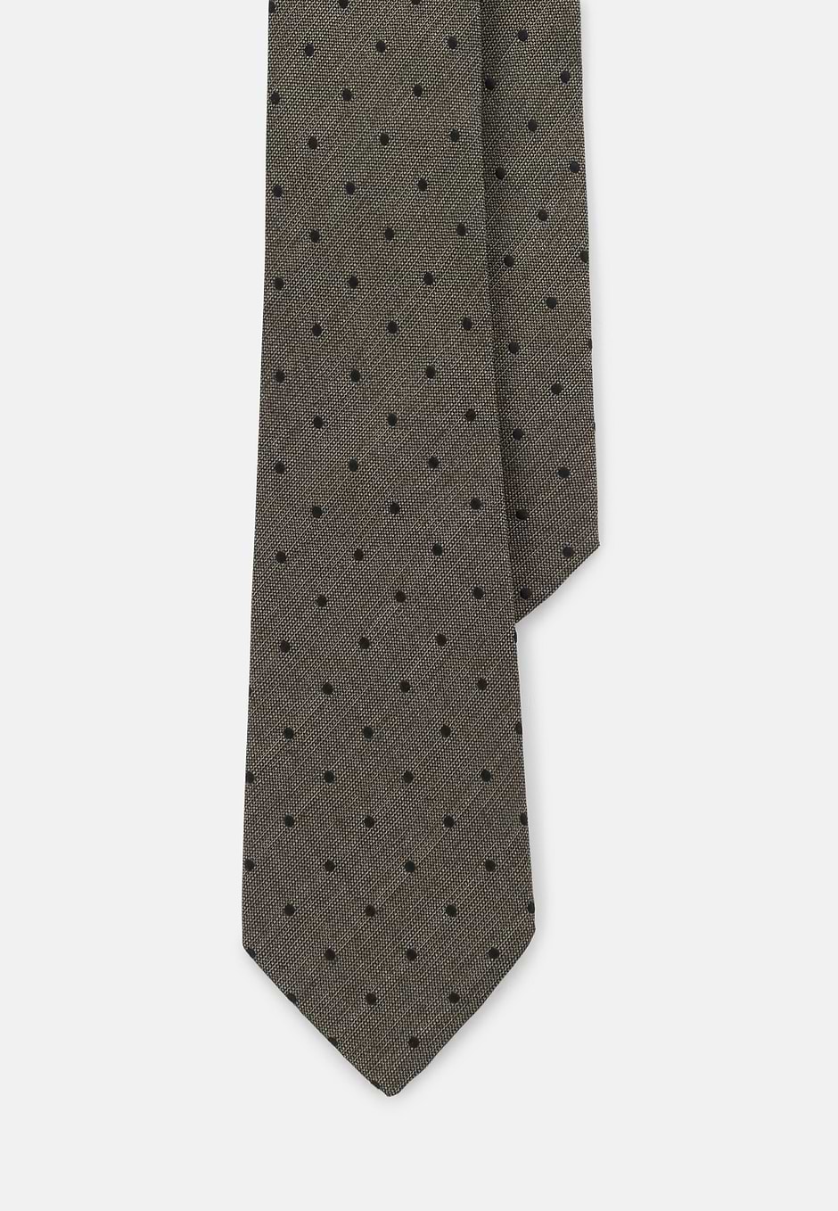 Krawatte Jacquard Punktemuster aus Seide, Taupe, hi-res