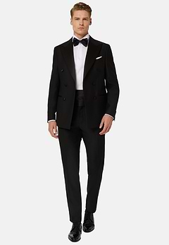 Men s Black Wool Dinner Suit with Peak Lapels Boggi Milano