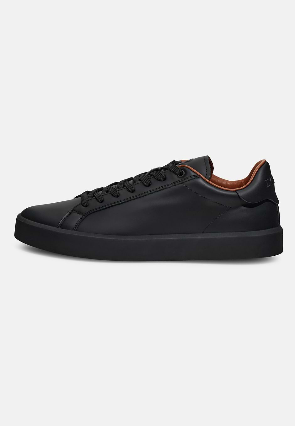 Leather Trainers, Black, hi-res