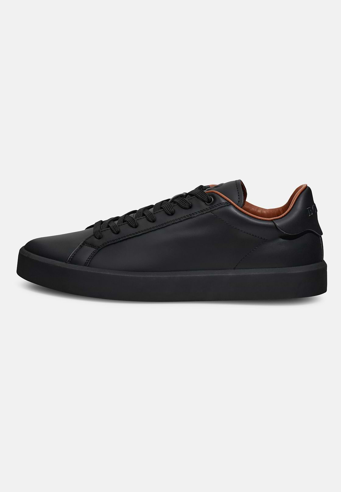 Leather Trainers, Black, hi-res
