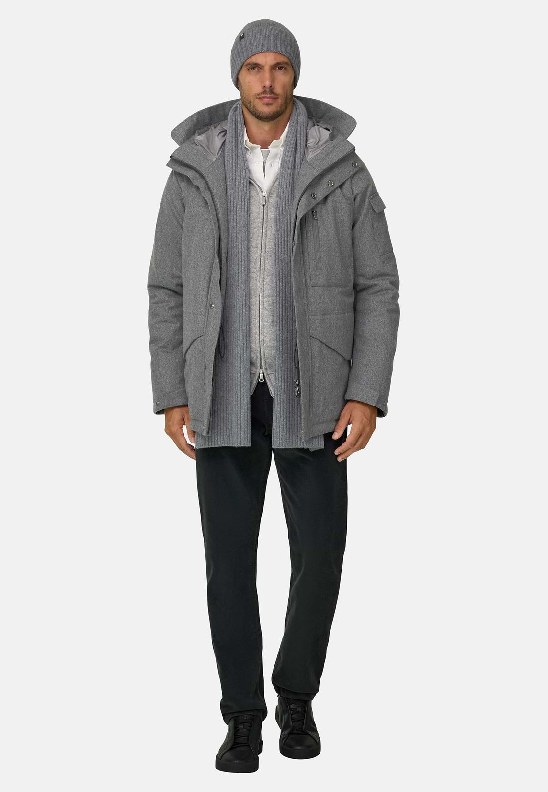 Parka Gemengd Wol Gemêleerd, Light grey, hi-res, 2