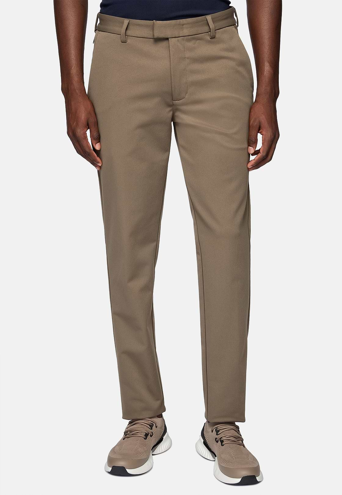 B Tech Trousers in Stretch Technical Fabric, Taupe, hi-res