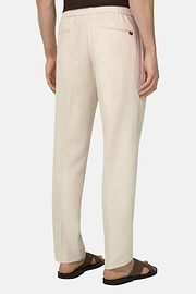 Pantaloni City In Cotone Lino, Sabbia, thumb, 3