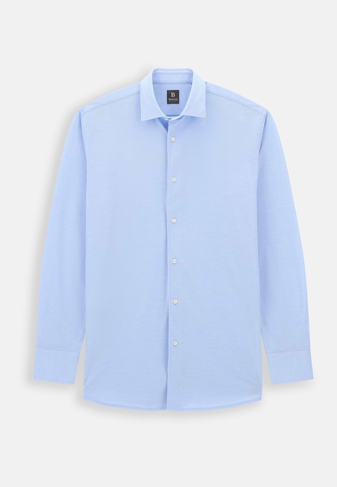 Polo Overhemd Mouliné van Katoen Regular Fit, Light Blue, hi-res, 7