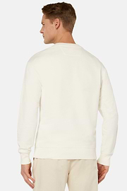 Crew Neck Cotton Sweatshirt, White, hi-res