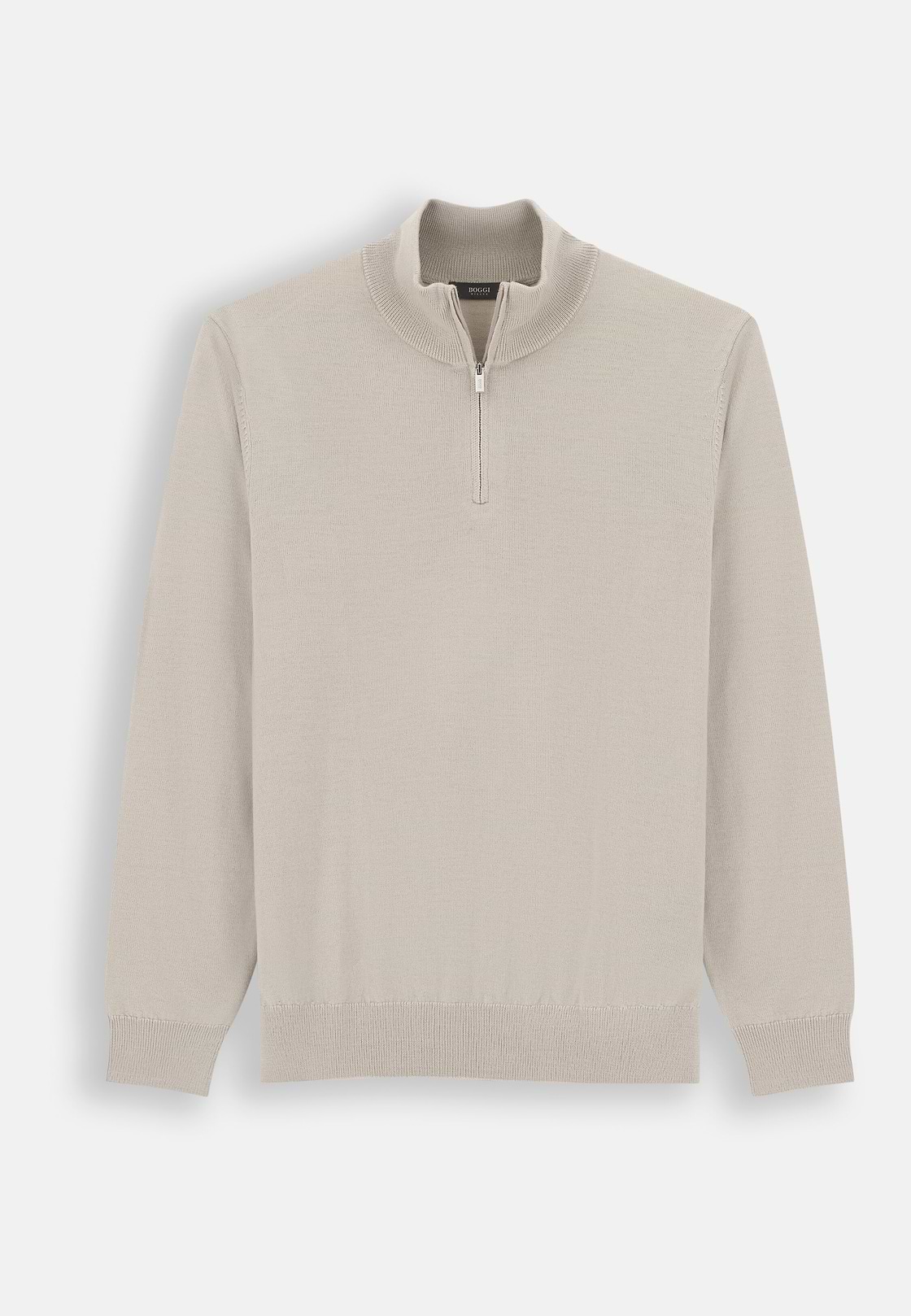 Quarter-Zip Jumper in Merino Wool, Sand, hi-res, 5