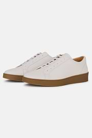 White Tumbled Leather Trainers, White, hi-res