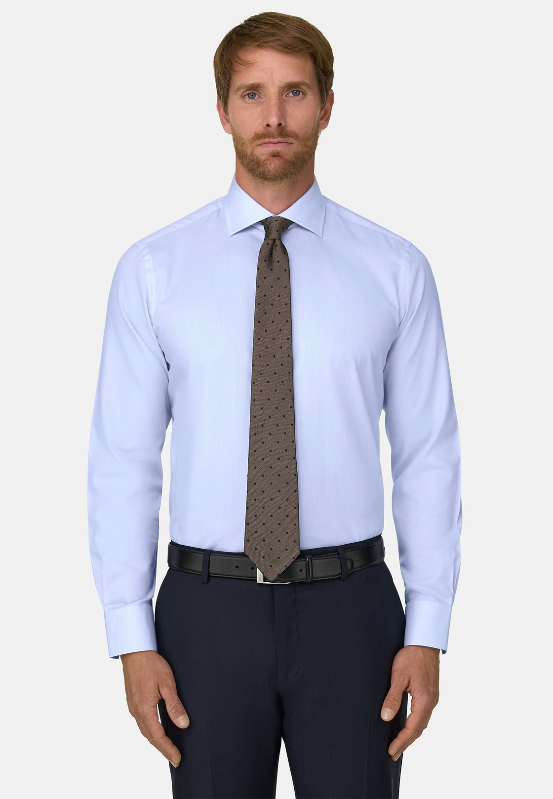 Overhemd in Katoen Dobby Slim Fit, Light Blue, hi-res, 1