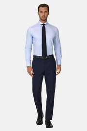 Overhemd Gestreept Twill Katoen Slim Fit, Light Blue, thumb, 2