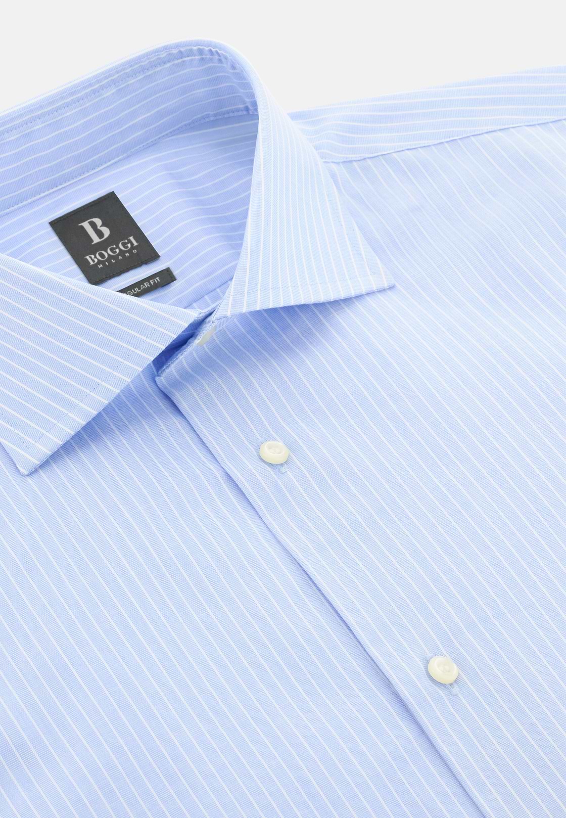 Camicia A Righe In Cotone Regular Fit, Azzurro, hi-res, 5