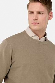Cotton Crew Neck Jumper, Taupe, hi-res