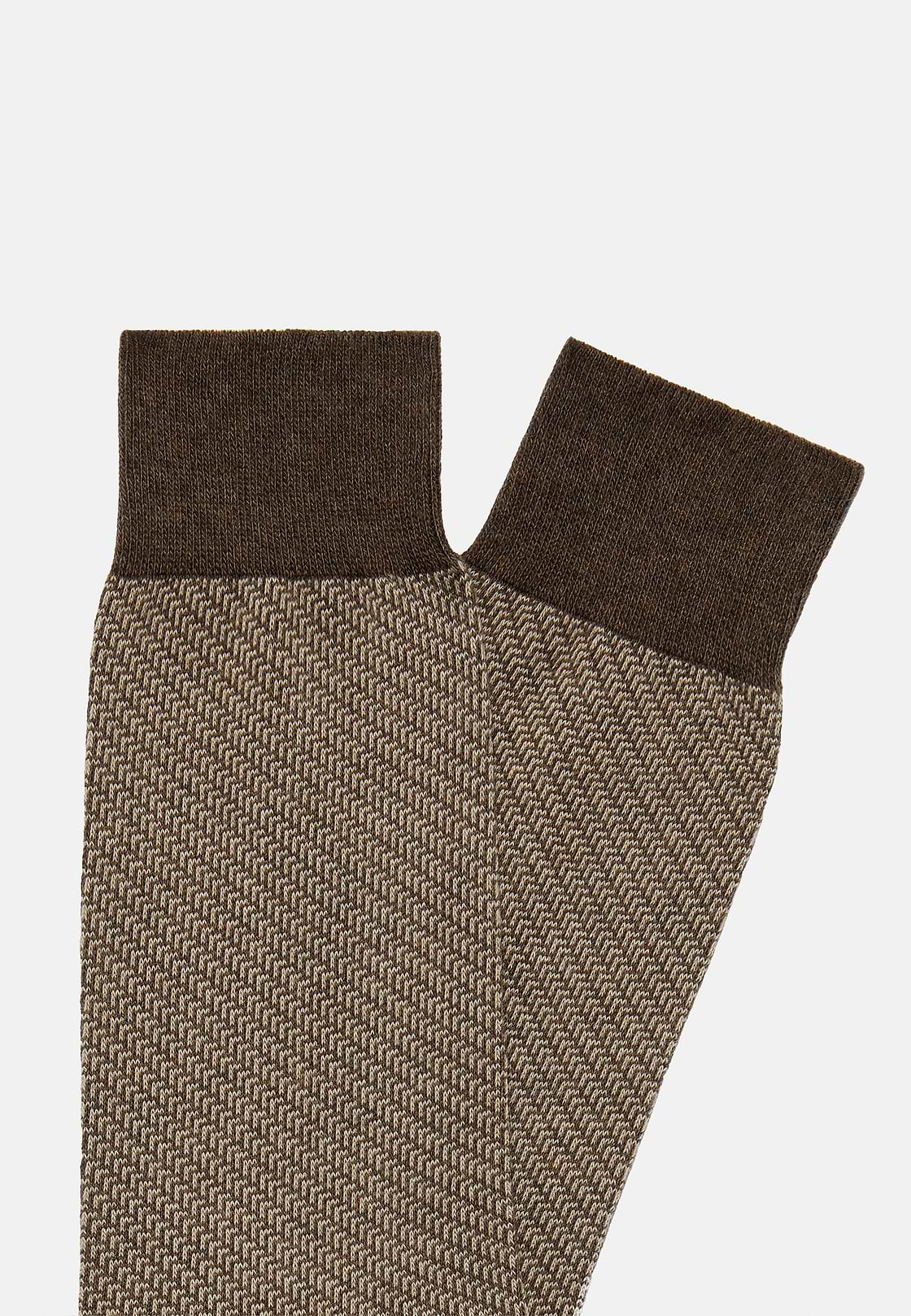 Chaussettes Micro Motif En Coton Biologique, Marron, hi-res