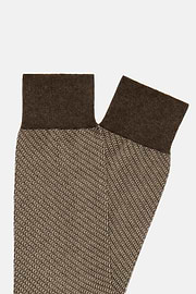 Socks with Micro Pattern in Organic Cotton, Brown, hi-res