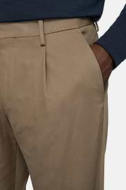 Stretch Cotton Gabardine Trousers, Taupe, hi-res