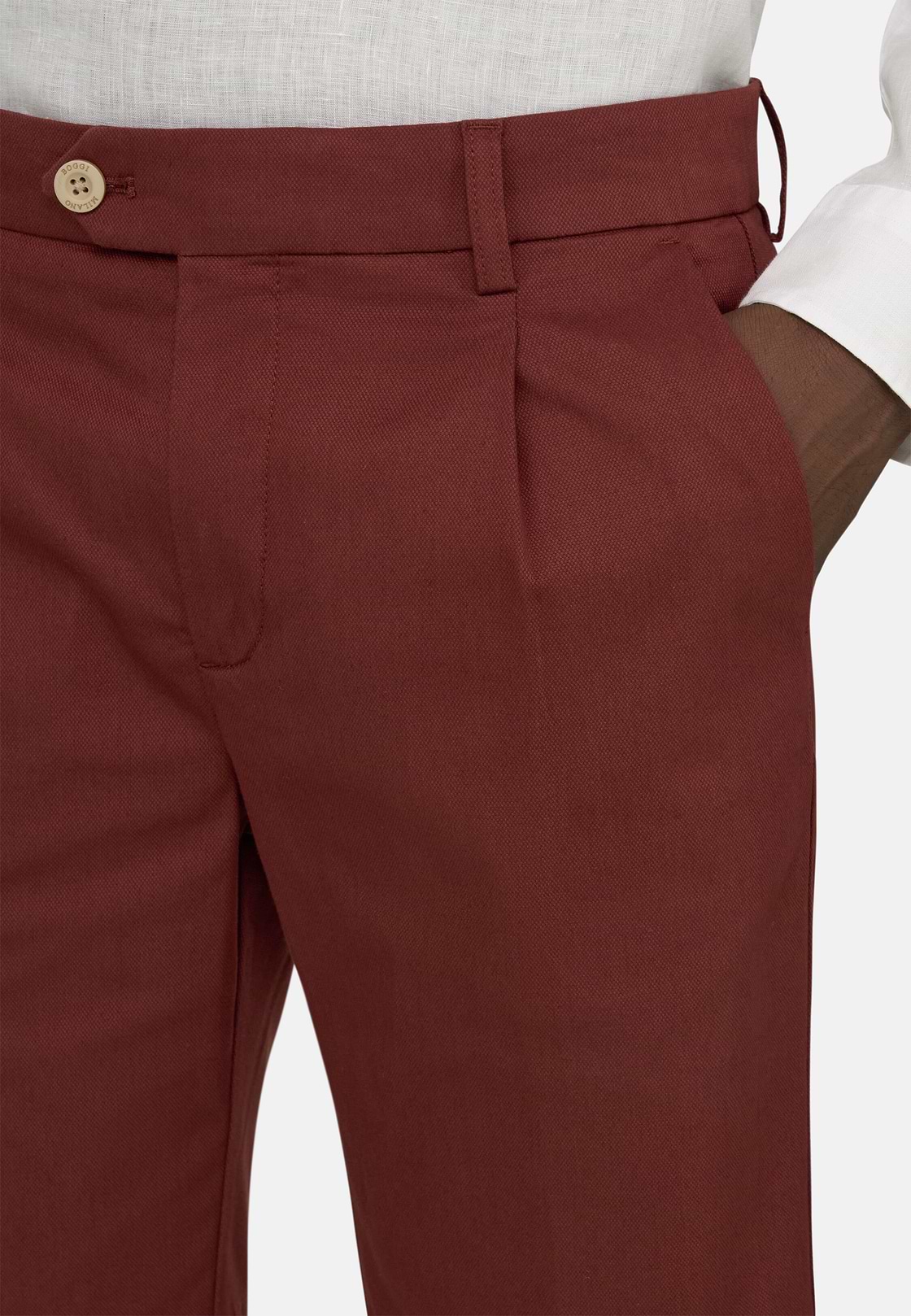 Bermudahose Aus Elastischem Tencel, Burgundy, hi-res, 5