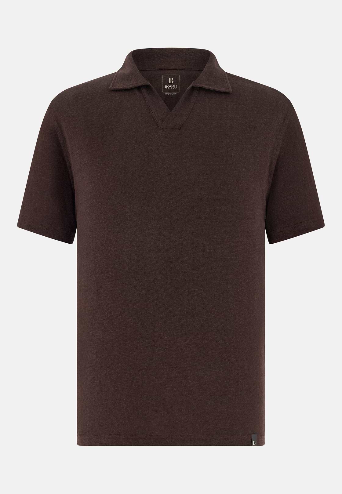 Polo En Jersey De Lin Extensible, Marron foncé, hi-res, 5