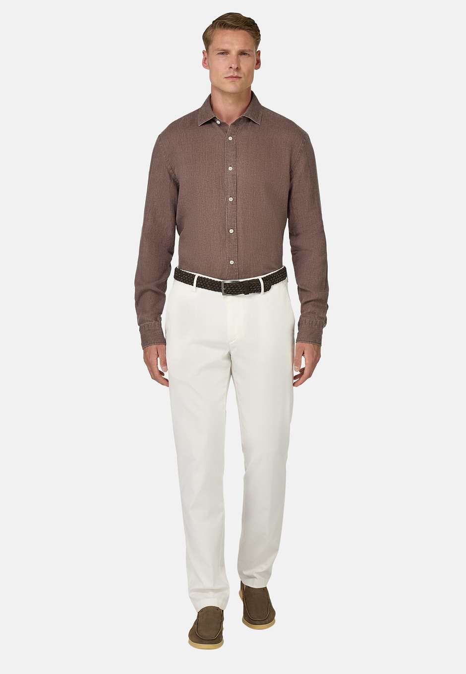 Regular Fit Linen Shirt, Taupe, hi-res