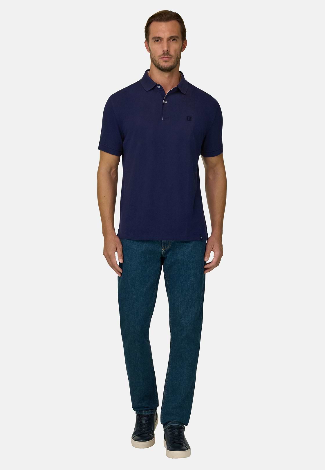 Polo In Piquè Di Cotone Regular Fit, Navy, hi-res, 2