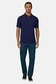Polo In Piquè Di Cotone Regular Fit, Navy, thumb, 2