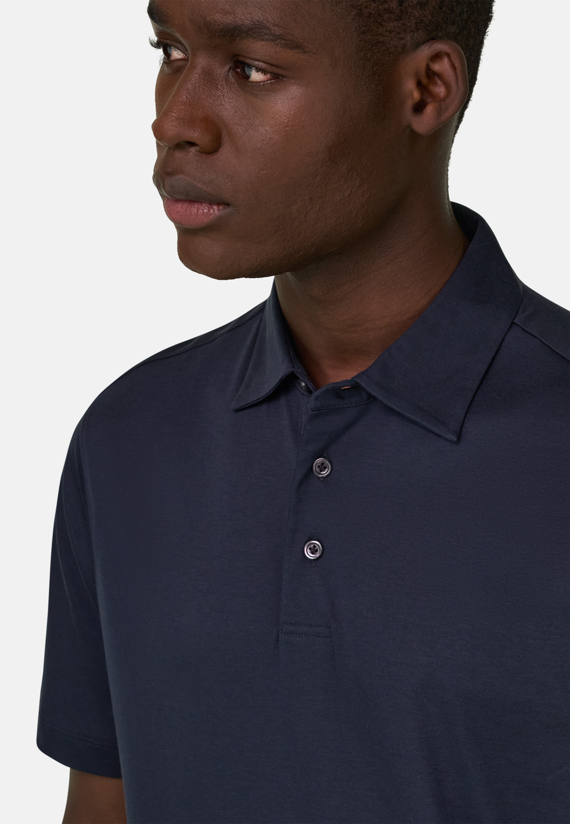 Polo Aus Seiden-Mix, Navy blau, hi-res, 4