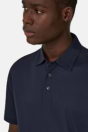 Polo Aus Seiden-Mix, Navy blau, thumb, 4