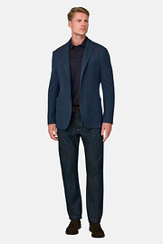 Blazer Gestructureerd Gemengd Katoen B Jersey, Indigo, thumb, 2
