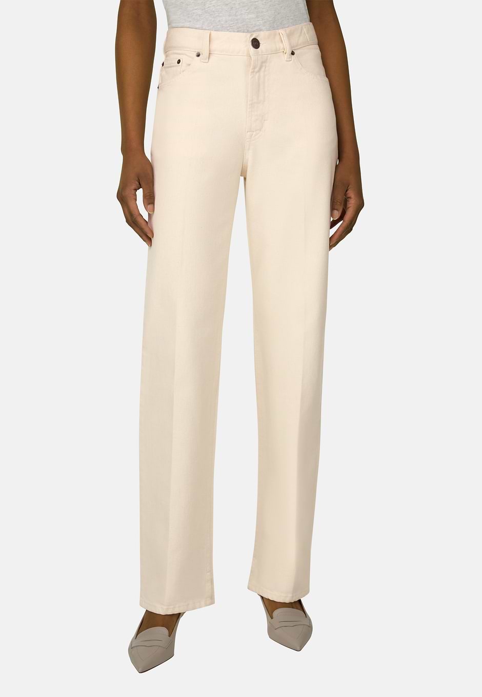 Jeans Aus Baumwoll-Denim., Creme, hi-res