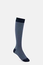 Long Socks Oxford Pattern Cotton Blend, Navy blue, thumb, 1