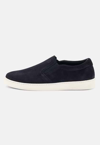 Heirtage Slip-Ons in Suede Leather, Navy blue, hi-res