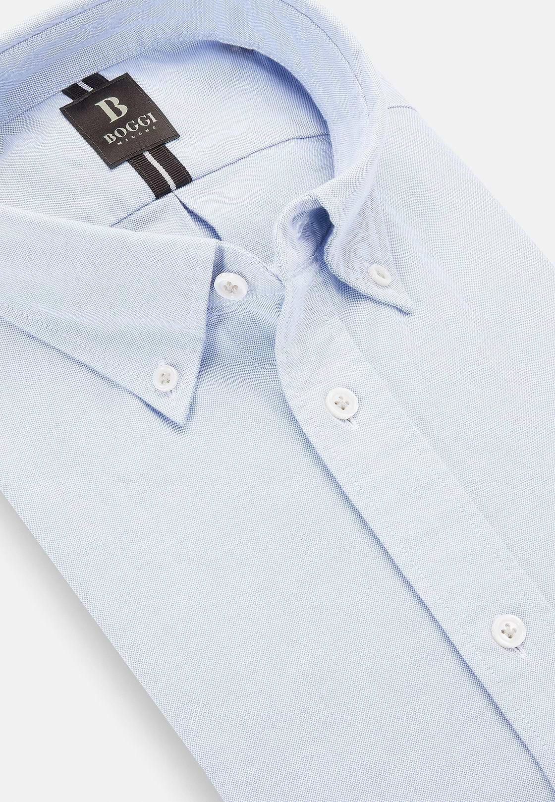 Regular Fit Organic Oxford Cotton Shirt, Light Blue, hi-res